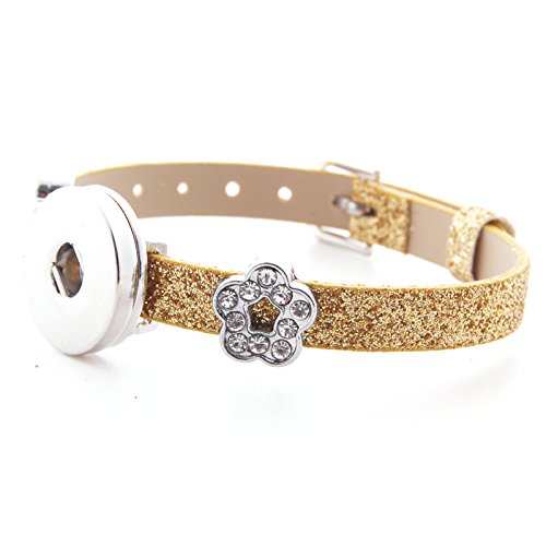 Ginooars Pack of 10 Colors Artificial Leather Snap Base Bracelets for 18mm Ginger Snap Charms