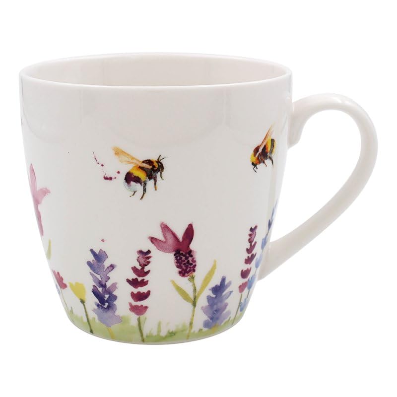 Lesser & Pavey British Designed Coffee Mug | Ceramic Coffee Mugs for Home or Work | Large Mugs for Hot Drinks | Lavender & Bees Breakfast Tea and Coffee Cups - Jennifer Rose Gallery