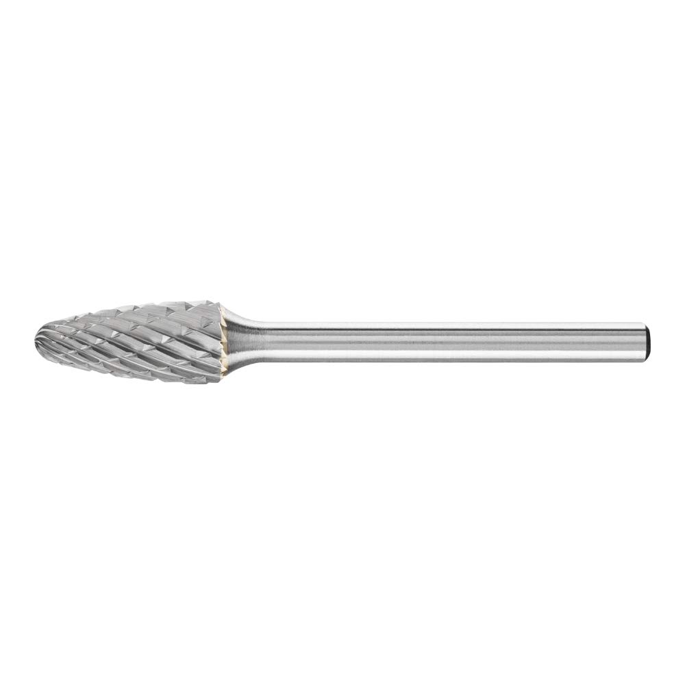 PFERD Carbide Burr, Round Arc Shape RBF, Toothing 3 Plus, Burr Diameter 6 mm, Shaft Diameter 3 mm, Length 43 mm, 21230083 - for Universal Applications on The Most Important Industrial Materials