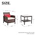 SUNCROWN 3-Piece Outdoor Furniture Set Patio Sofa Set All-Weather Wicker Chairs Set with Washable Cushions & Modern Glass Coffee Table