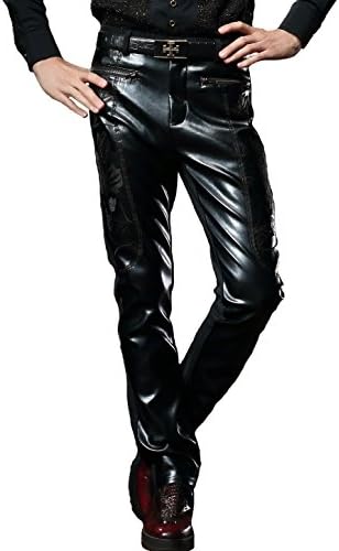 FANZHUAN Leather Pants Skinny Men Fashion Casual Slim Fit High Quality