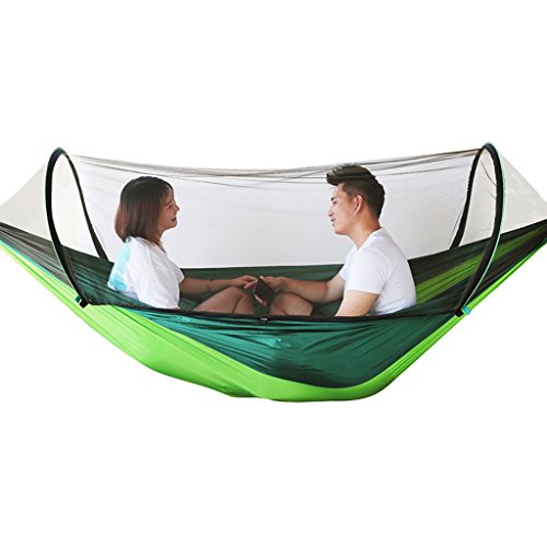TY BEI Automatic Mosquito Net Hammock Outdoor Portable 2 People Parachute Cloth Ultralight Mosquito Net Indoor Swing 145×280cm