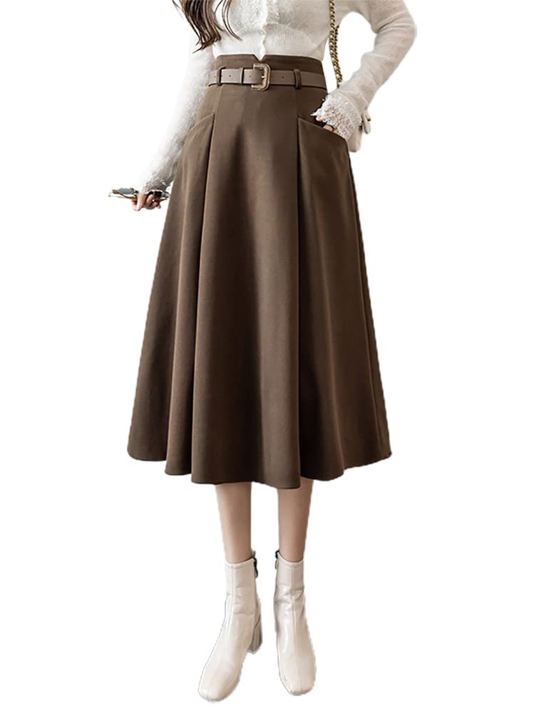 Photo 1 of **DAMAGE** IDEALSANXUN Winter Dresses for Women 2025 Fall Fashion Outfits Wool Corduroy Tweed Suede Sweater Casual Midi Dress, Coffee, XL