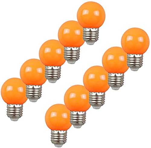 Aiwerttes E27 Orange Golf LED Small Edison Screw Colour Light Bulb 2W, Energy-Saving Equivalent to 20W Incandescent, Suitable for Terrace Party, 10 Packs