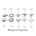 SUNSCSC Vintage Retro Silver Plated Elephant Moon Crystal Joint Knuckle Nail Ring Set of 10pcs (Gold)