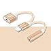 Premium Grade Lightning to 3.5mm Headphone Jack Audio Adapter Cord and 8-Pin Lightning Charger Port For iPhone 7/7 Plus, 6S/6S Plus, iPad Air (Gold)