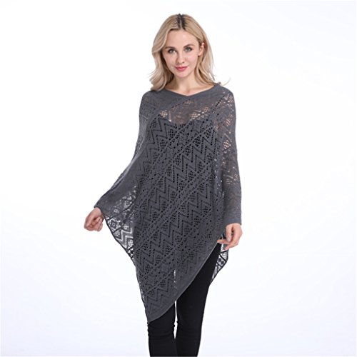 Leoparts Women Soft Knitted Pullover V Neck Batwing Poncho Cape Spring Sweater Cloak Shawl