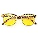Cyxus Blue Light Filter Semi-rimless Glasses, Anti Eyestrain Computer Reading Eyewear Browline (Yellow Lens, Leopard Print Frame)