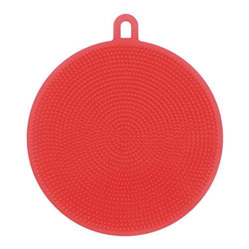 Hot ! ღ Ninasill ღ Silicone Dish Washing Sponge Scrubber Kitchen Cleaning antibacterial Tool (Red)