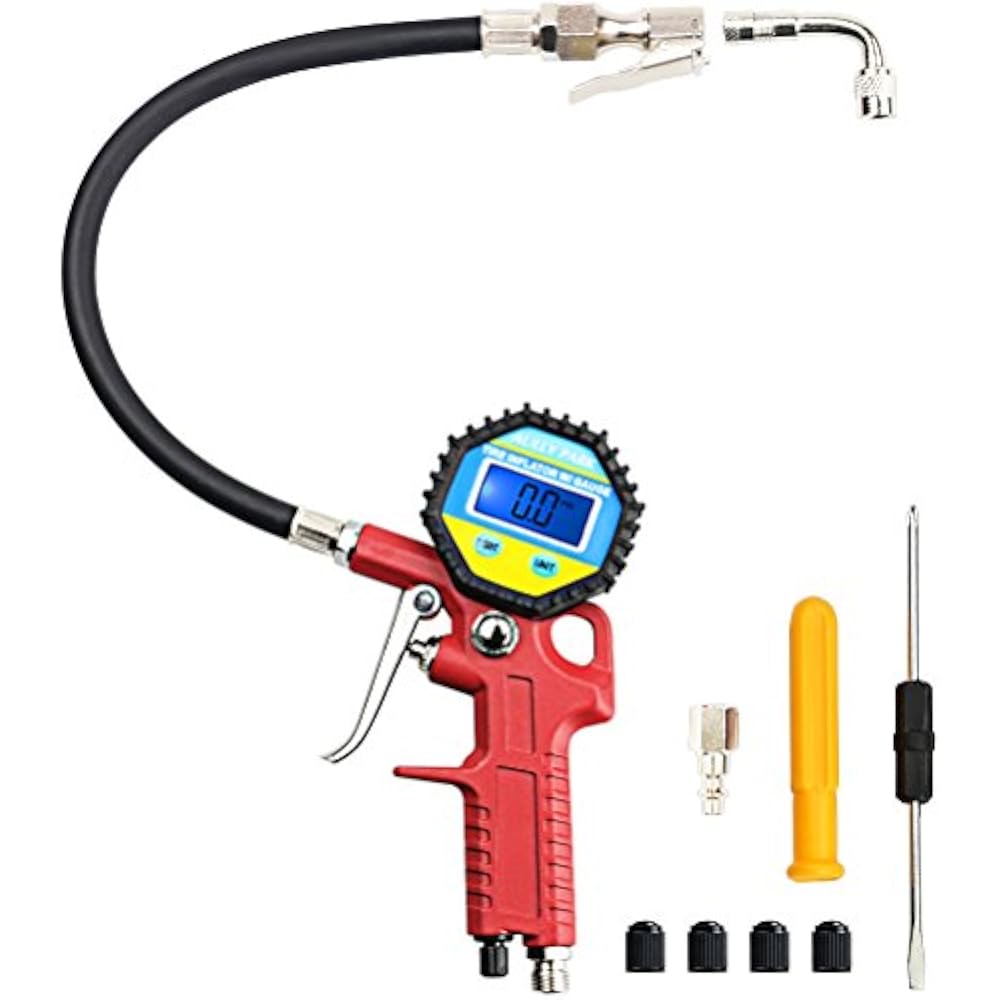 Digital Tire Pressure Gauge Wih Straight LockOn Air Chuck 90 Degree