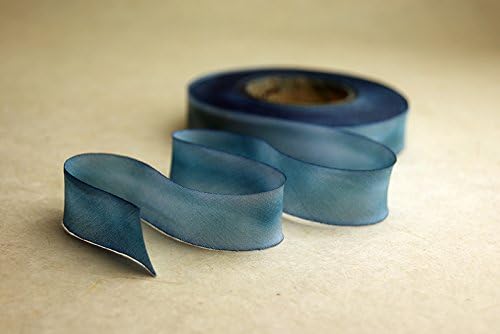 1.5" (36mm) Hand dyed silk ribbon bias cut 3 yard cutting - Color 517 Blue