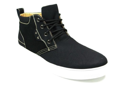 Polar Fox Men's 55011-Black Leatherette High Top Fashion Sneakers, Black, 8.5