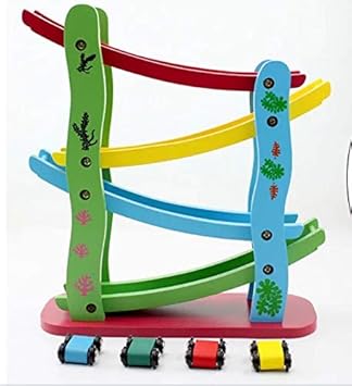 Grizzly 4-Level Wooden Ramp Racer Miniature Speeding Car Toy, for Kids Ages 3+ Years Childrens Educational Toys