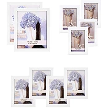 SONGMICS Picture Frames Set of 10, Two 8 x 10 Inch, Four 5 x 7 Inch, Four 4 x 6 Inch, Collage Photo Frames, Clear Glass Front, White URPF10WT