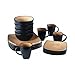 Square Dinnerware Service for 8, Plates Bowls Mugs, 32-Piece Set, Modern Taupe & Black by Gibson Home