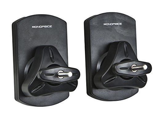 Monoprice FBA_11410 Low Profile 22 lb. Capacity Speaker Wall Mount Brackets (Pair), Black