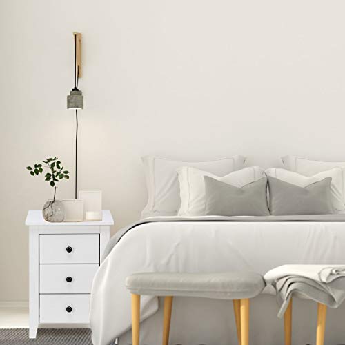 Nightstand Side End Tables, WATERJOY Modern Accent Table Drawer Cabinet for Bedroom Living Room (3 Drawers, White) (2)