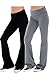 Fold-over Waistband Stretchy Cotton-blend Yoga Pants (Small- 4Pack, 2 Grey & 2 Black)