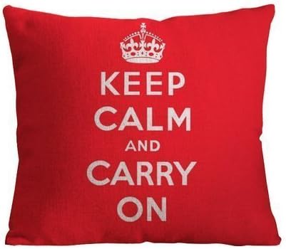 Showutheworld Decorative Red Keep Calm and Carry on Custom Personalized Pillow Cases 18 X 18 Inch Cotton Pillow Cover Cushion Case