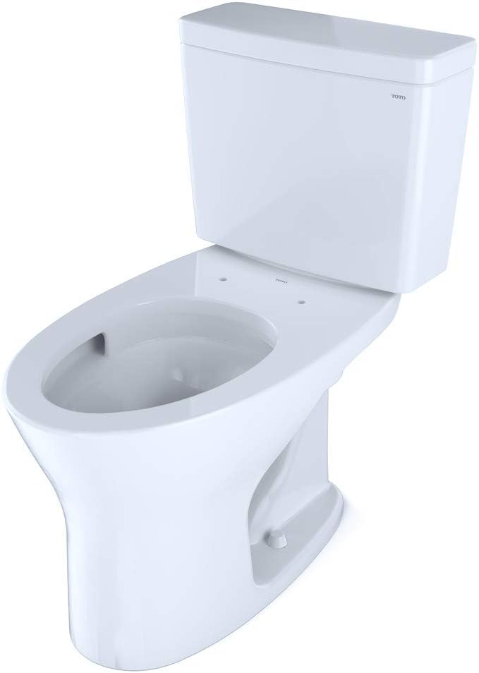 TOTO CST746CEMG#01 Drake Two-Piece Elongated Dual Flush 1.28 and 0.8 GPF DYNAMAX TORNADO FLUSH Toilet with CEFIONTECT, Cotton White - - 