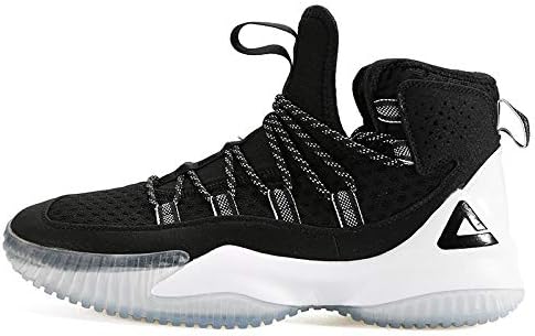 Peak Basketball Shoes Men's Sports Shoes mesh Non-Slip wear-Resistant Combat Boots Outfield Shoes Men, 38, Black/White
