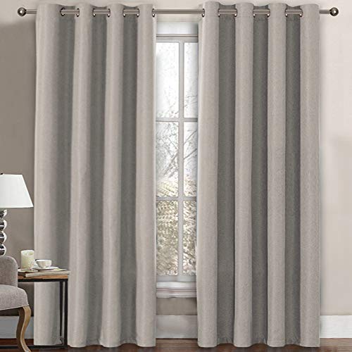 Linen Blackout Curtain 84 Inches Long for Bedroom / Living Room Thermal