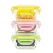 Mini Glass Baby Food Containers Storage-3 Pieces Small Reusable Multi-color Meal Prep Containers, BPA Free Airtight Locking Lids, Microwave, Oven, and Dishwasher Safe(5.08oz,0.64cup,Square)