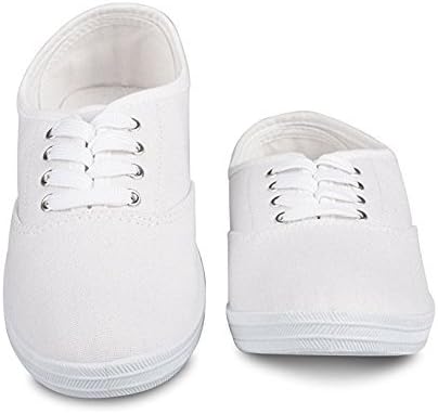 Women's Lace up Canvas Casual Basic Athletic Shoe Sneakers (9, White)