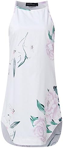 CYimejo Elegant Women Floral Print Sleeveless Beach Mini Irregular Tops Sun Floral3 L