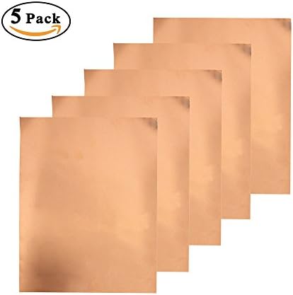 JYFY Copper Foil Tape With Single-side Sheets 11.8inch x 0.24yards (30cm x 22.5cm) Conductive Adhesive Stained Glass Guitar Soldering Electrical Repairs Grounding EMI Shielding (5 Pcs)