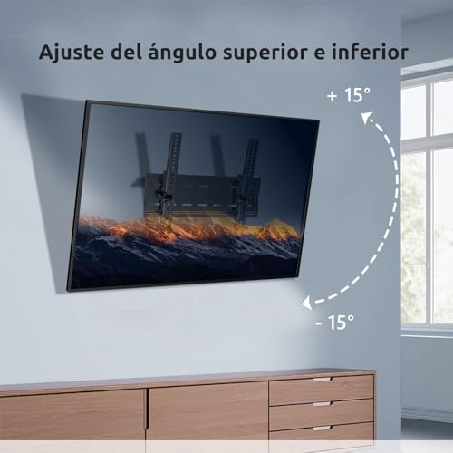 JXMTSPW Soporte de Pared para TV con inclinación,Base para TV Montaje para mayoría de Pantallas de 26 "a 65",máx VESA 400x400 mm,soporta hasta 50 KG,Soporte Universal TV 32 40 43 50 55 58 60 Pulgadas
