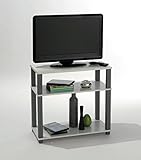 Mesa de TV mueble multimedia. Blanca y gris. Para salón comedor o habitación, mesa auxiliar.