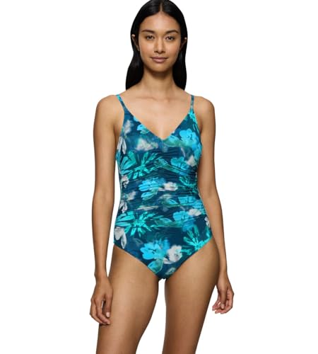 Triumph Summer Fleur OP 01, One Piece Swimsuit Mujer, Multicolor (Turquoise - Dark Combination), 38, Turquoise Dark Combination, 38