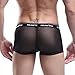 FEESHOW Men's Soft Mesh See-through Boxer Briefs Shorts Bulge Pouch Underwear (Black, M)
