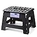 Acko Folding Step Stool Lightweight Plastic Step Stool,9 inch Foldable Step Stool for Kids,Non Slip Folding Stools for Kitchen Bathroom Bedroom (Black)