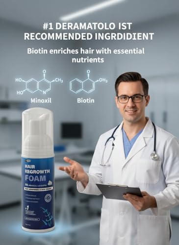 5% Minoxidil Foam for Men Women, 120ml 5% Minoxidil for Men Foam, Minoxidil for Women Hair Growth Suitable for Hair Thinning Receding Hairline and Hair Loss to Hair Regrowth Get Thicker Fuller Hair