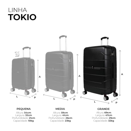 Mala de viagem 32kg Grande Tokio Swiss Move Preta