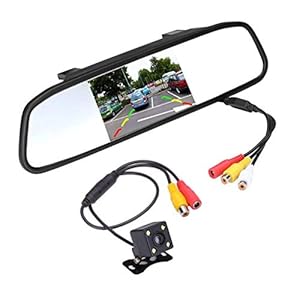 SANON Achteruitrijcamerakit Parkeerhulpsystemen Super Mini-Back-Upcamera Met 4. 3 Auto Tft Lcd-Spiegelmonitor Nachtzicht…