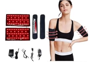 Naviocean 2Pcs Infrared Red Light Thera-py Arm Belt, 660nm and 850nm Red Light Thera-py Arm Wrap with Timer & Brightness Setting Red Light Arm Pad for Arm Knee Shoulder Joints Muscle Pain Relief