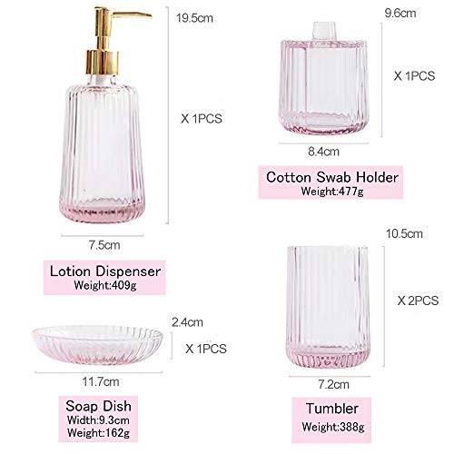 Longjet Bathroom Decor Glass Bathroom Accessories Set 5 Pcs Includes Soap Dispenser with Pump Soap Bar Dish Mason Jar Cotton Ball and Swab Qtip Holder Bathroom Tumbler Cup - Thumbnail 6