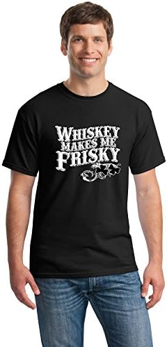 WYCO Products Black Novelty Drinking TShirt Whiskey Makes Me Frisky Cotton t-shirt