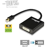 gofanco Gold Plated Mini Displayport to DVI Active Converter for 4k Ultrahd Monitor (Single Link: See Note 1 Below) - Thunderbolt Compatible, Support Eyefinity, Displayport 1.2 - Black Male to Female - For Apple Macbook, Macbook Air, Macbook Pro, Mac Mini, Microsoft Surface Pro / pro 2 / pro 3 & Surface 3, Google Chromebook Pixel, and Laptops with Mini Displayport - Multiple Screens Supported for Gaming