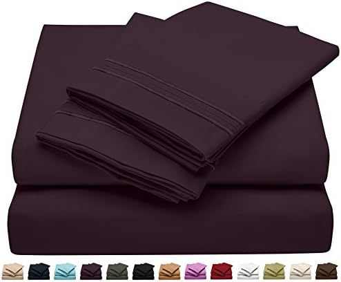 King Size Bed Sheet Set - Soft Brushed Microfiber Luxury Comfort Sheet Set - 1800 Thread Count Bedding Linens –King – Dark Purple - Victoria Collection by Jessie Porter