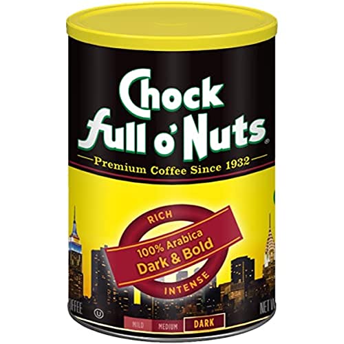 Chock Full o’Nuts Dark & Bold Roast Ground Coffee (10.5 Oz. Can) 100 Arabica Coffee Beans