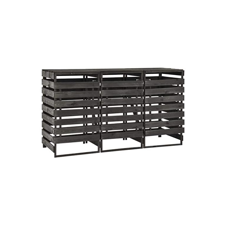VidaXL Painted Wooden Triple Garden Bin Storage ASTONSHEDSUK
