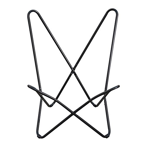 PatioPost Butterfly Chair Outdoor Camping with Black Steel Frame, Home Office Furniture, Grey
