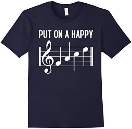 Men's Put On a Happy Face Musical Notes Funny T-Shirt 2XL Navy