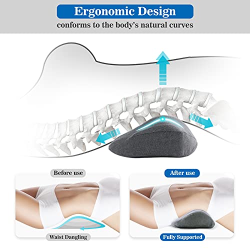 Lumbar Pillow for Back Pain Memory Foam Back Support Pillow for
