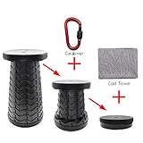 Leccod Retractable Folding Stool for Adults, Portable Adjustable Telescoping Stool with a Carabiner and Cold Towel Can Hold 400 lb, Camping Stool for Hiking, BBQ, Fishing, Garden, Travel etc