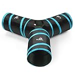 Pawaboo Cat Tunnel, Premium 3 Way Tunnels Extensible Collapsible Cat Play Tunnel Toy Maze Cat House with Pompon and Bells for Cat Puppy Kitten Rabbit, Black & Light Blue